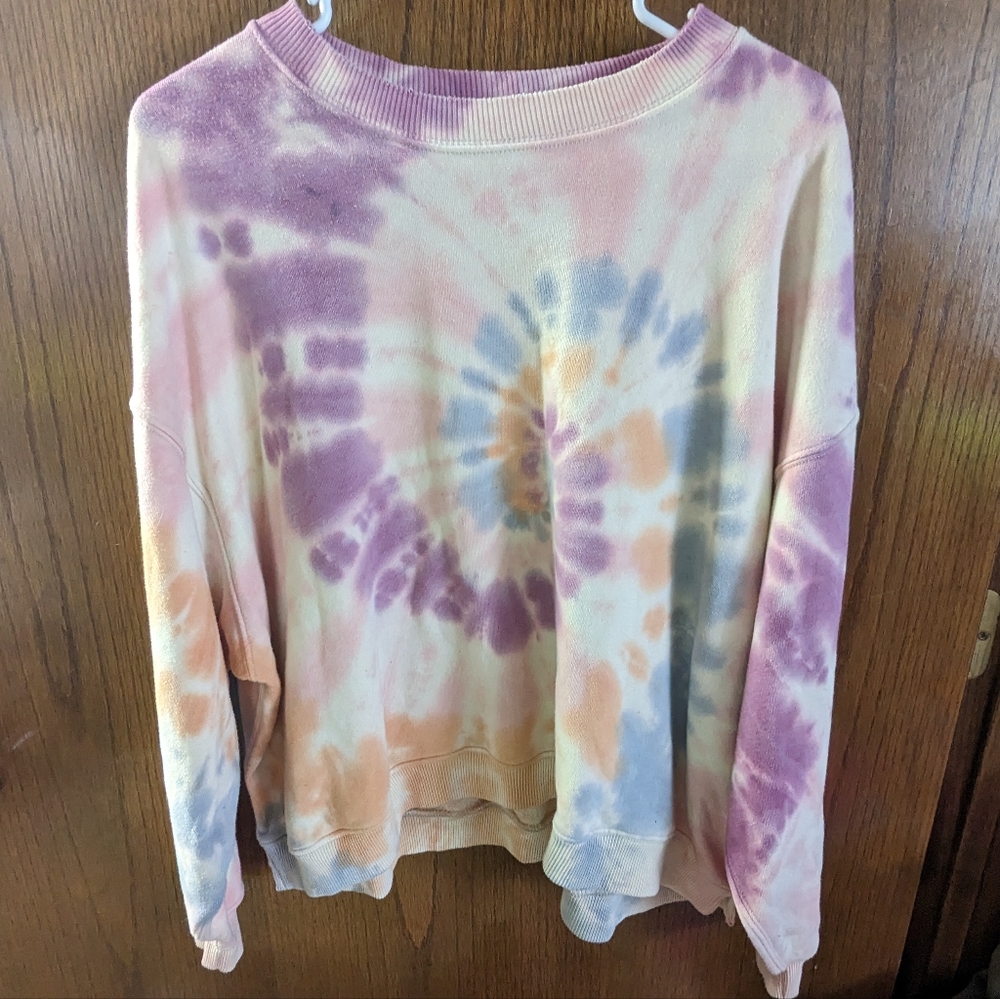 AE Small Forever Printed Crew Neck Sweatshirt, Purple, Pink, Orange & Blue